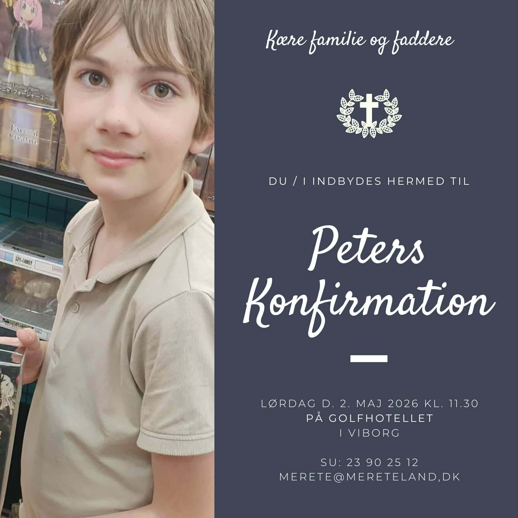 Invitation til Peters konfirmation